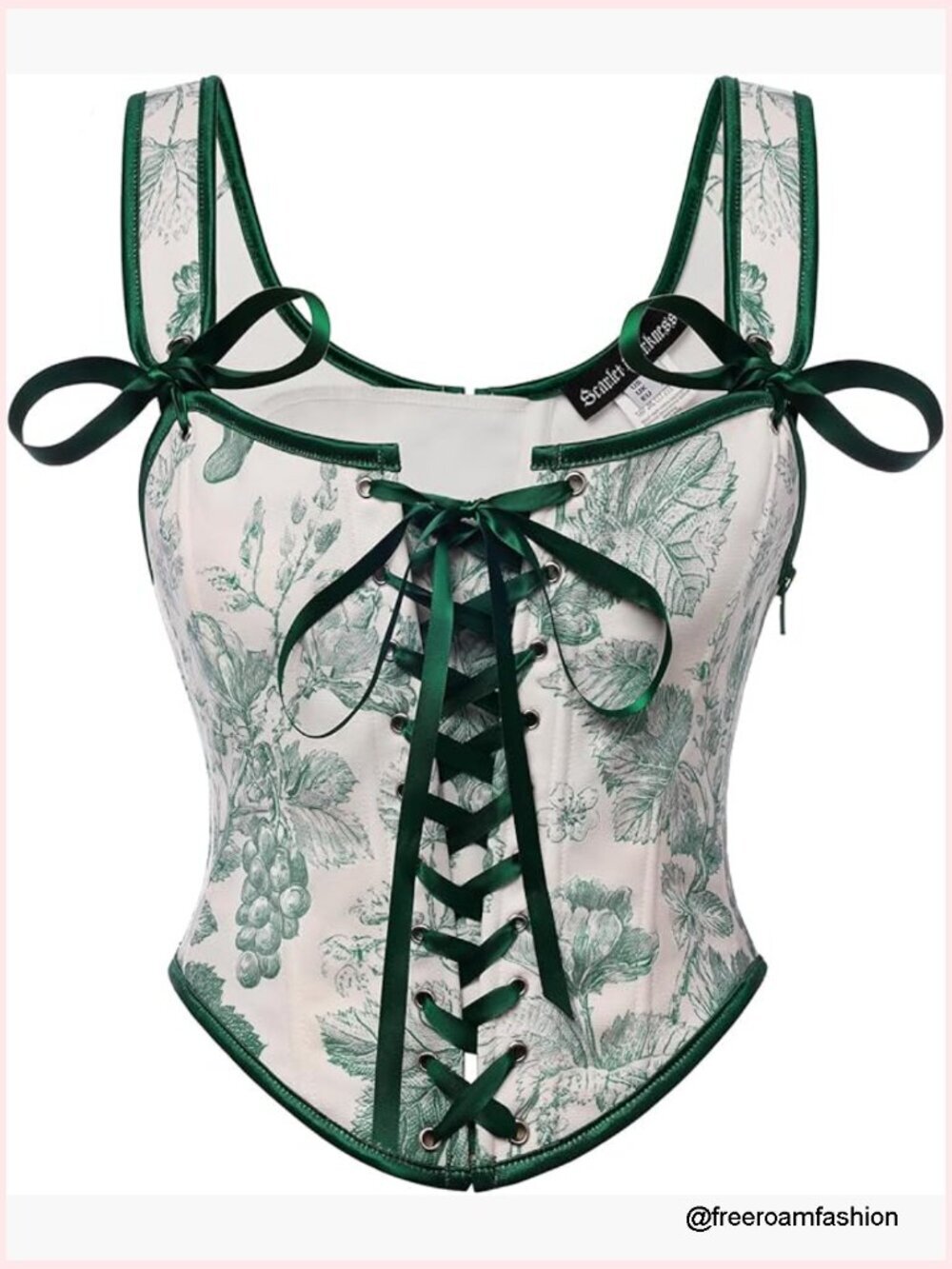Renaissance Corset Tops for Women Floral Lace-Up Overbust Bustier Bodice